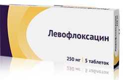 Левофлоксацин, 250 мг, таблетки, покрытые пленочной оболочкой, 5 шт.