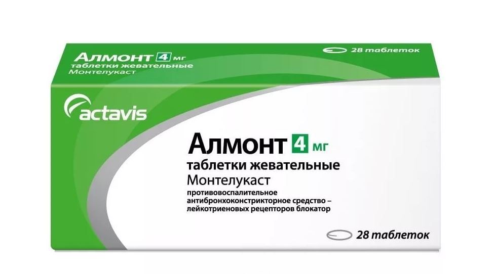 Алмонт, 4 мг, таблетки жевательные, 28 шт.