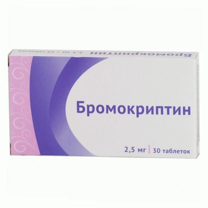 Бромокриптин, 2.5 мг, таблетки, 30 шт.