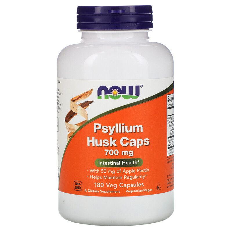 NOW Psyllium Husk Caps Подорожник с пектином, 700 мг, капсулы, 180 шт.