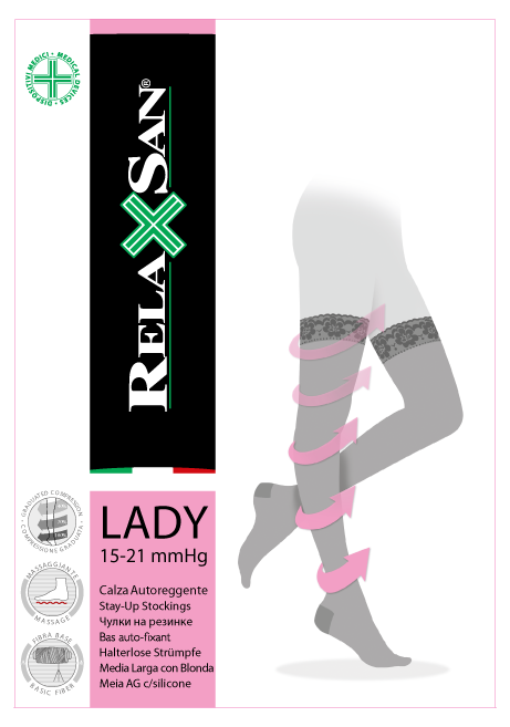 Relaxsan Stay-up lady Чулки компрессионные 1 класс компрессии, р. 5, арт. 960А (15-21 mm Hg), черно