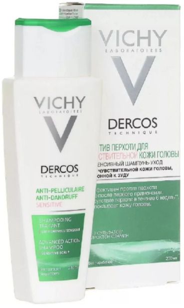 Vichy Dercos шампунь против перхоти для чувствительной кожи головы, шампунь, 200 мл, 1 шт.