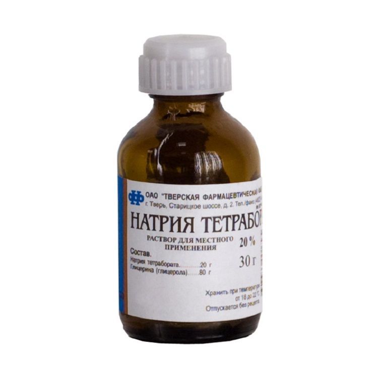 Натрия тетраборат, 20%, раствор для местного применения, 30 г, 1 шт.