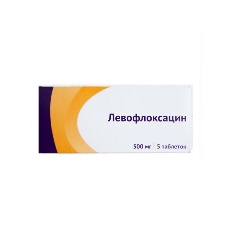 Левофлоксацин, 500 мг, таблетки, покрытые пленочной оболочкой, 5 шт.