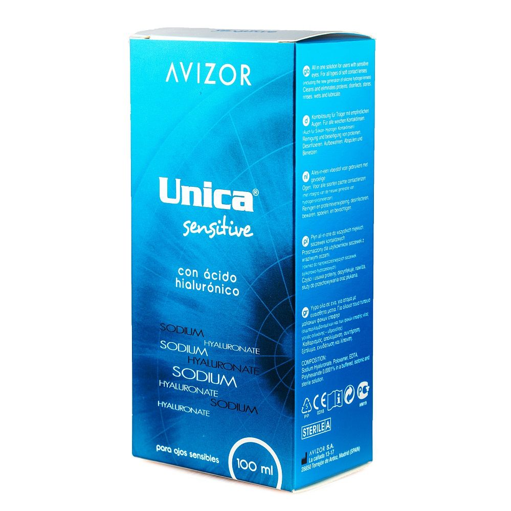 Avizor Unica Sensitive Раствор для линз, раствор для обработки и хранения контактных линз, 100 мл, 