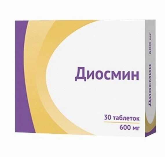 Диосмин, 600 мг, таблетки, покрытые пленочной оболочкой, 30 шт.