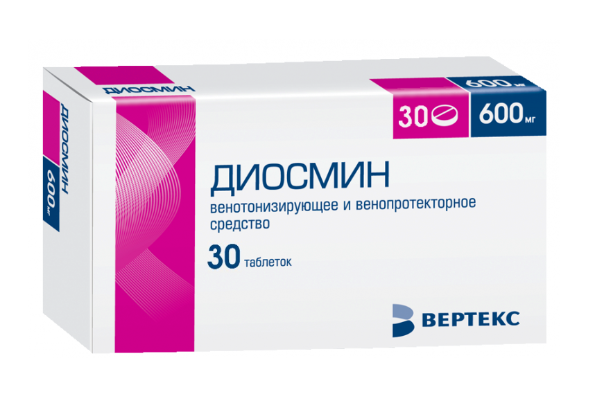 Диосмин, 600 мг, таблетки, покрытые пленочной оболочкой, 30 шт.