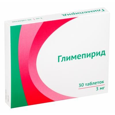Глимепирид, 3 мг, таблетки, 30 шт.