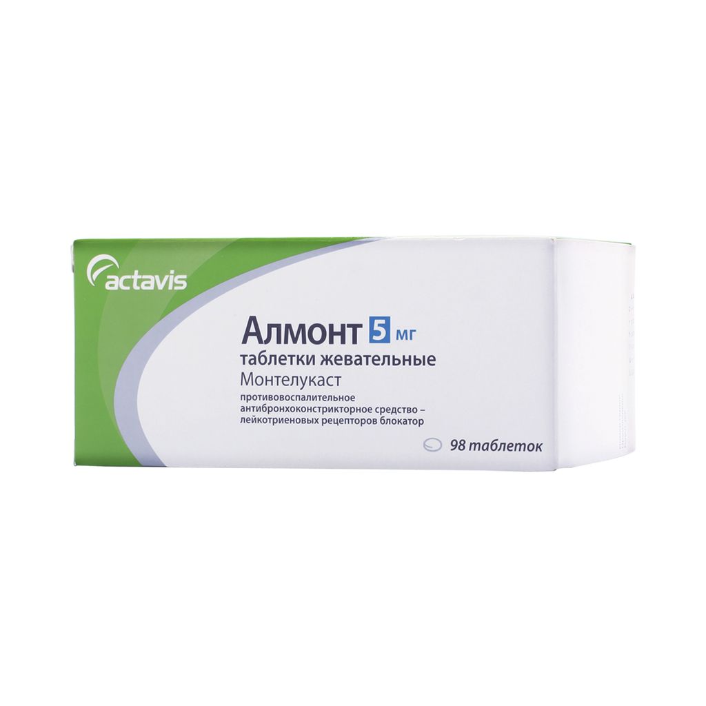 Алмонт, 5 мг, таблетки жевательные, 98 шт.
