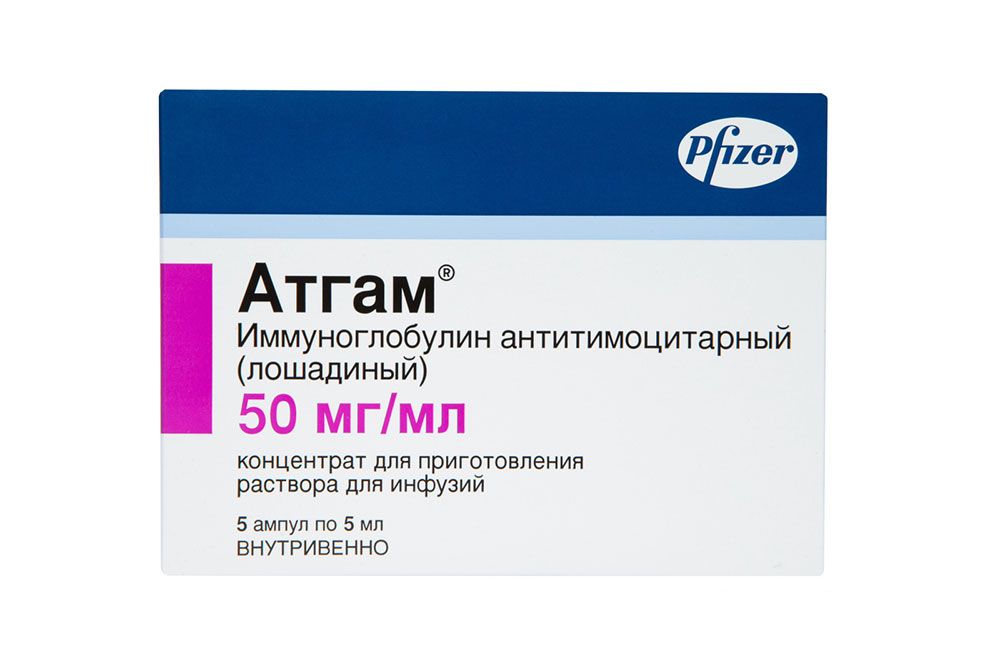 Атгам, 50 мг/мл, концентрат для приготовления раствора для инфузий, 5 мл, 5 шт.