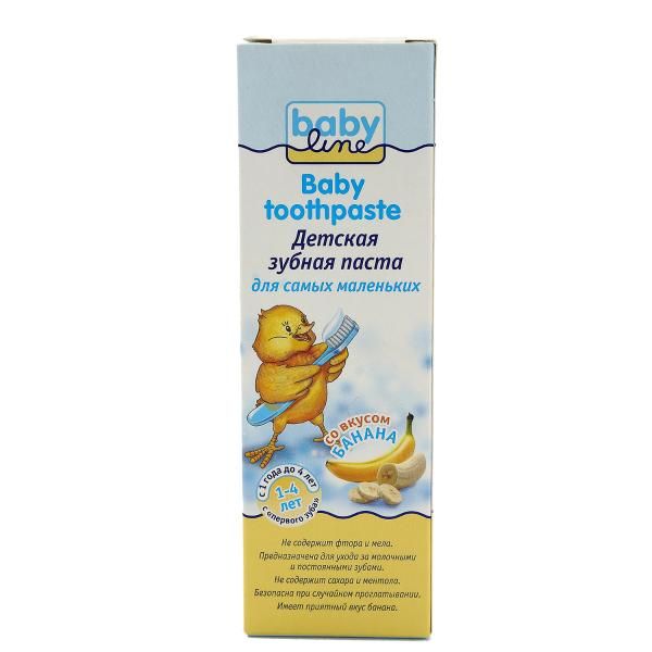Babyline Зубная паста, для детей с 1-го года до 4-х лет, паста зубная, со вкусом банана, 75 мл, 1 ш