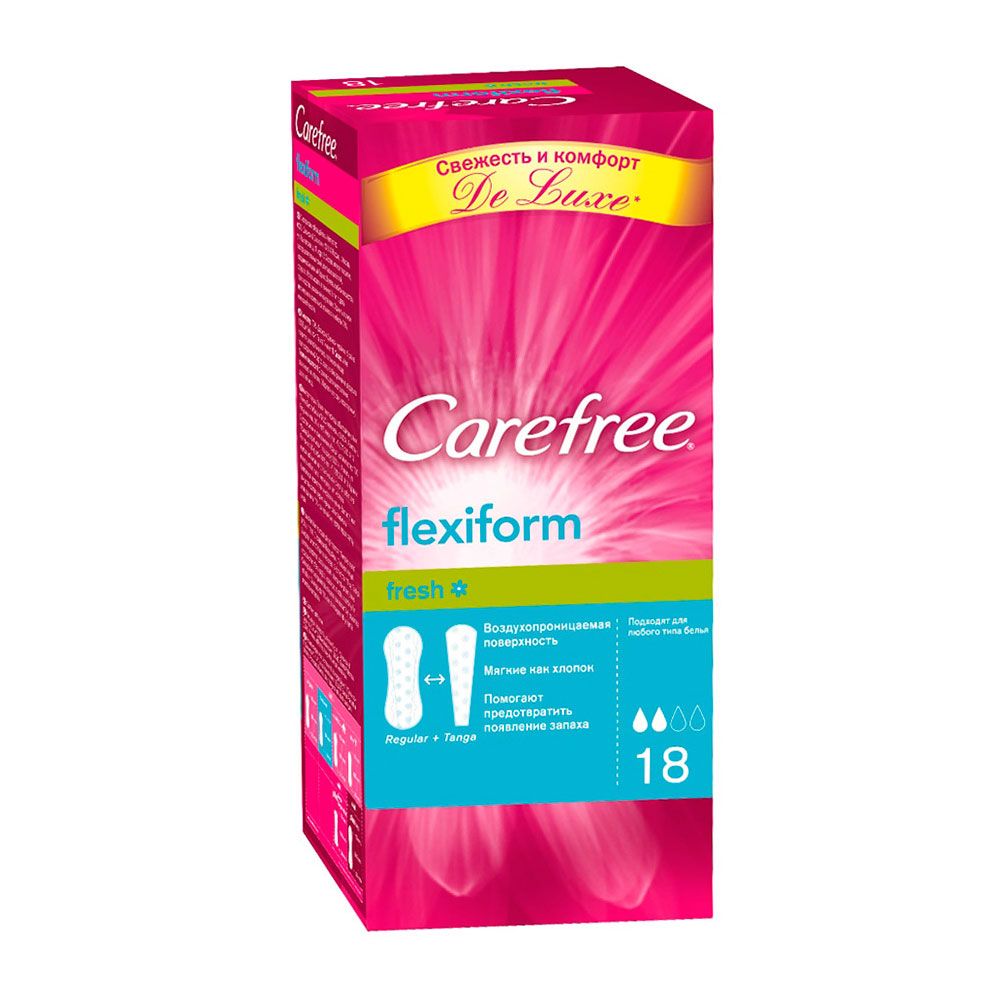 Carefree Flexiform салфетки женские гигиенические, салфетки гигиенические, с ароматом свежести, 18 