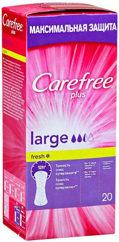 Carefree plus Large салфетки женские гигиенические ежедневные, салфетки гигиенические, 20 шт.