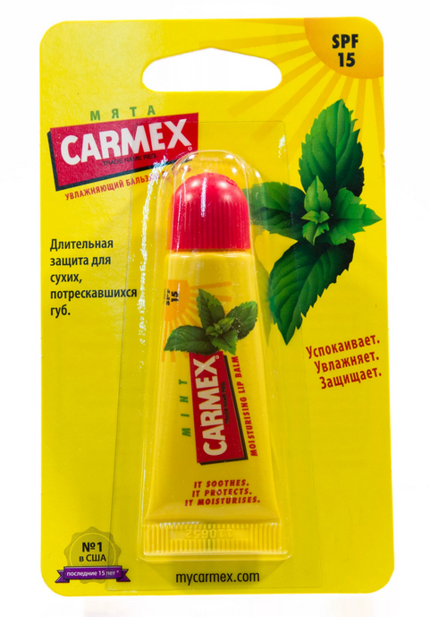 Carmex Бальзам для губ мята SPF 15, бальзам для губ, 10 г, 1 шт.