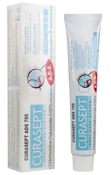 Curasept ADS 705 Зубная паста, 0,05% хлоргексидина, паста зубная, гелеобразный (-ая; -ое; -ые), 75 