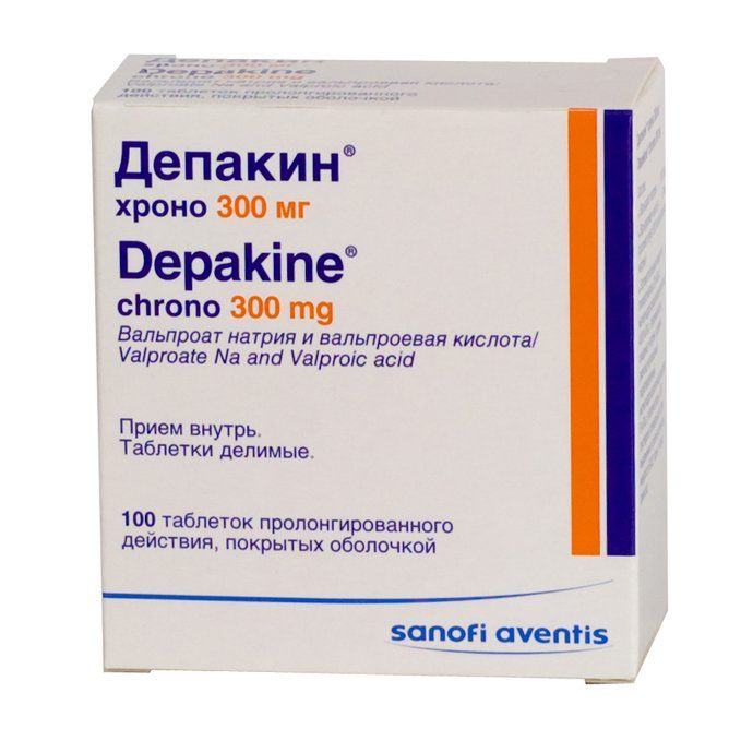 Депакин хроно, 300 мг, таблетки пролонгированного действия, покрытые оболочкой, 100 шт.