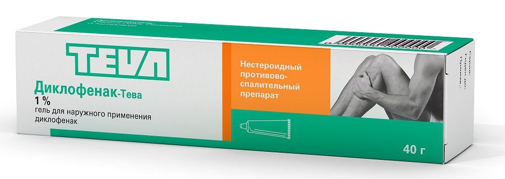Диклофенак-Тева, 1%, гель для наружного применения, 40 г, 1 шт.