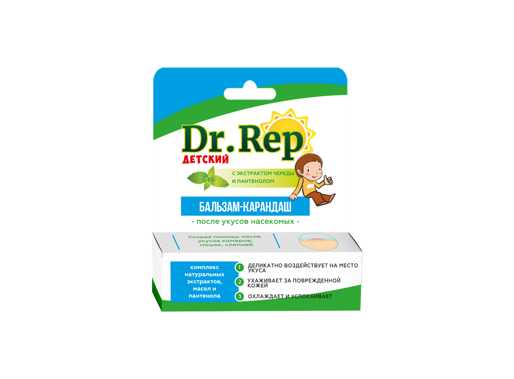 Dr. Rep Бальзам-карандаш детский после укусов насекомых, бальзам для наружного применения, 4.2 г, 1