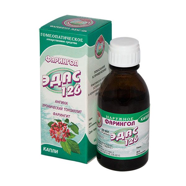 Эдас-126 Фарингол, капли для приема внутрь гомеопатические, 25 мл, 1 шт.