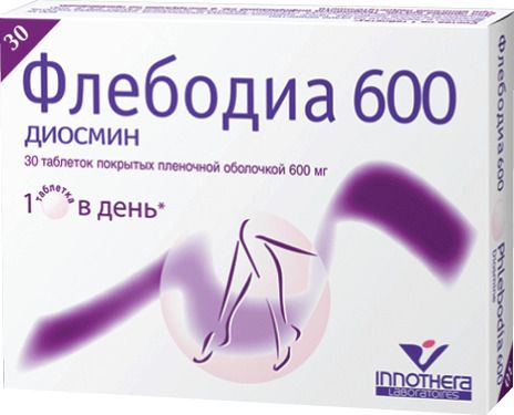 Флебодиа 600, 600 мг, таблетки, покрытые пленочной оболочкой, 30 шт.