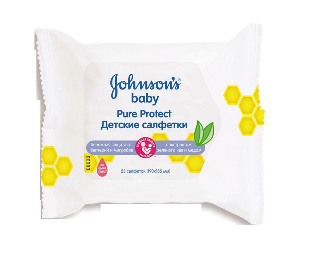 Johnsons Baby Pure Protect детские салфетки влажные, салфетки влажные, 25 шт.
