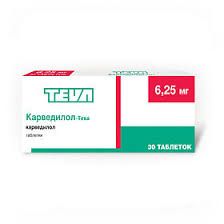 Карведилол-Тева, 6.25 мг, таблетки, 30 шт.