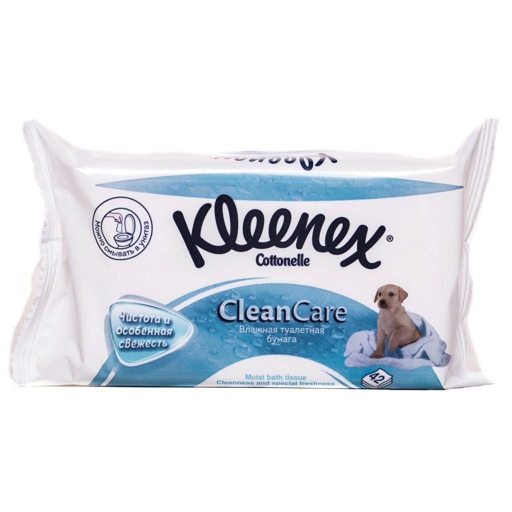 Kleenex Бумага туалетная влажная Clean Care, 42 шт.