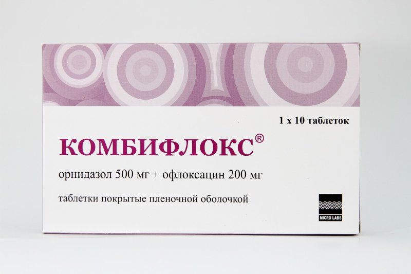 Комбифлокс, 500 мг+200 мг, таблетки, покрытые пленочной оболочкой, 10 шт.