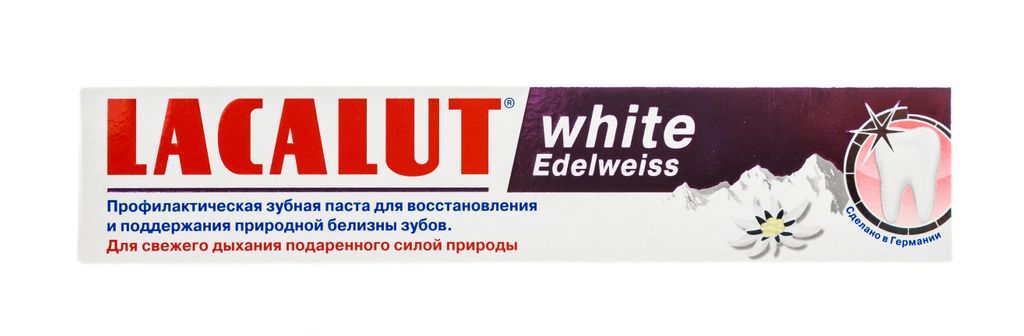Lacalut White Edelweiss зубная паста, паста зубная, 75 г, 1 шт.
