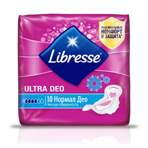 Libresse Ultra Normal Deo прокладки с мягкой поверхностью, прокладки гигиенические, 10 шт.