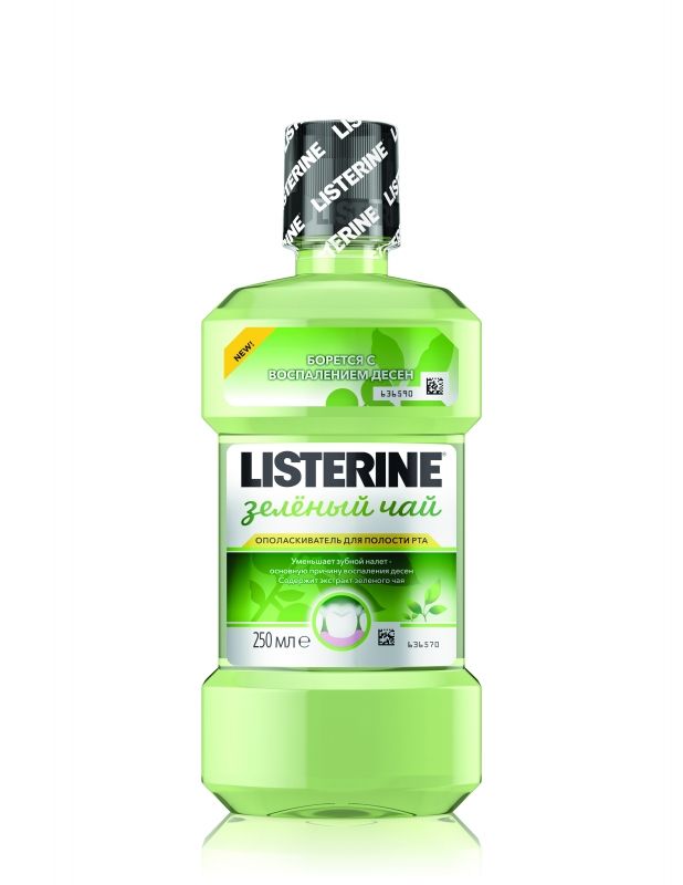 Listerine Ополаскиватель для полости рта Зеленый чай, раствор для полоскания полости рта, 250 мл, 1