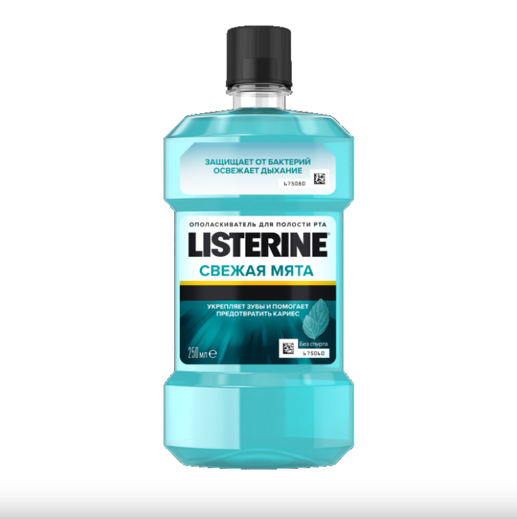 Listerine Свежая мята Ополаскиватель для полости рта, раствор для полоскания полости рта, 250 мл, 1