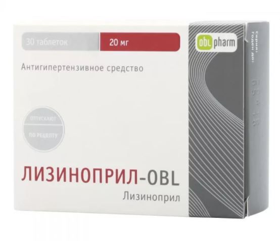 Лизиноприл-OBL, 20 мг, таблетки, 30 шт.