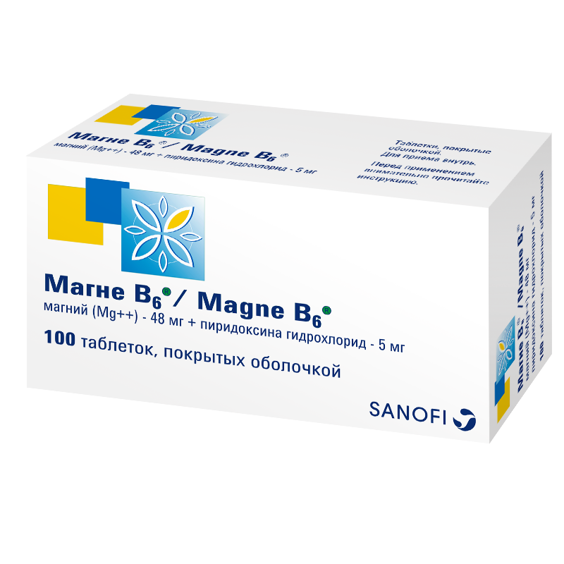 Магне B6, таблетки, покрытые пленочной оболочкой, 100 шт.