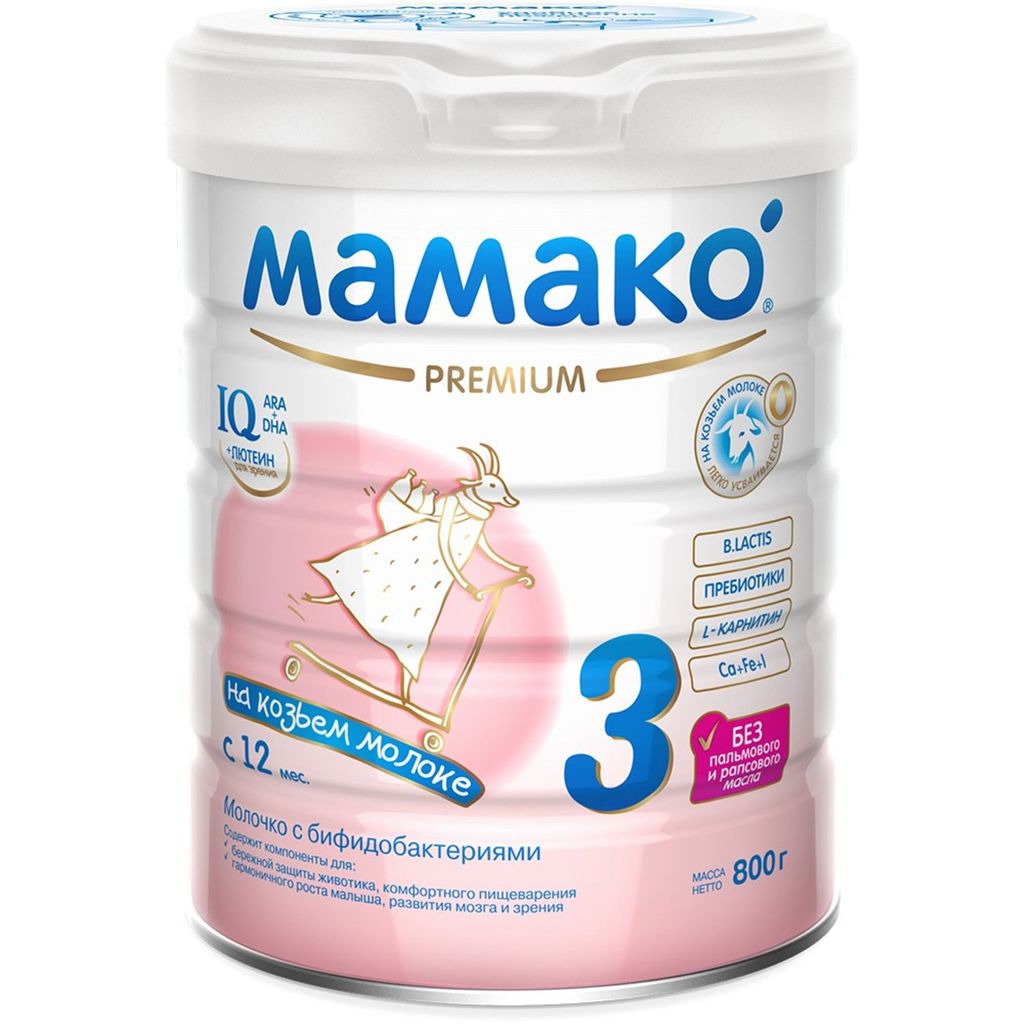 Мамако 3 Premium молочная смесь на основе козьего молока, смесь молочная сухая, 800 г, 1 шт.