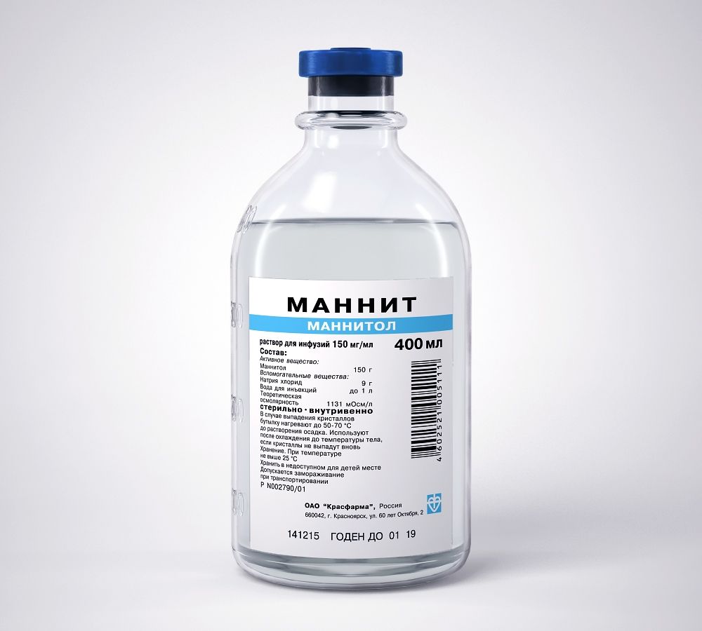 Маннит, 150 мг/мл, раствор для инфузий, 400 мл, 12 шт.