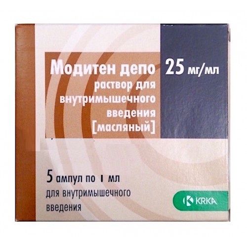 Модитен депо, 25 мг/мл, раствор для внутримышечного введения (масляный), 1 мл, 5 шт.