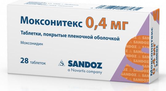 Моксонитекс, 0.4 мг, таблетки, покрытые пленочной оболочкой, 28 шт.