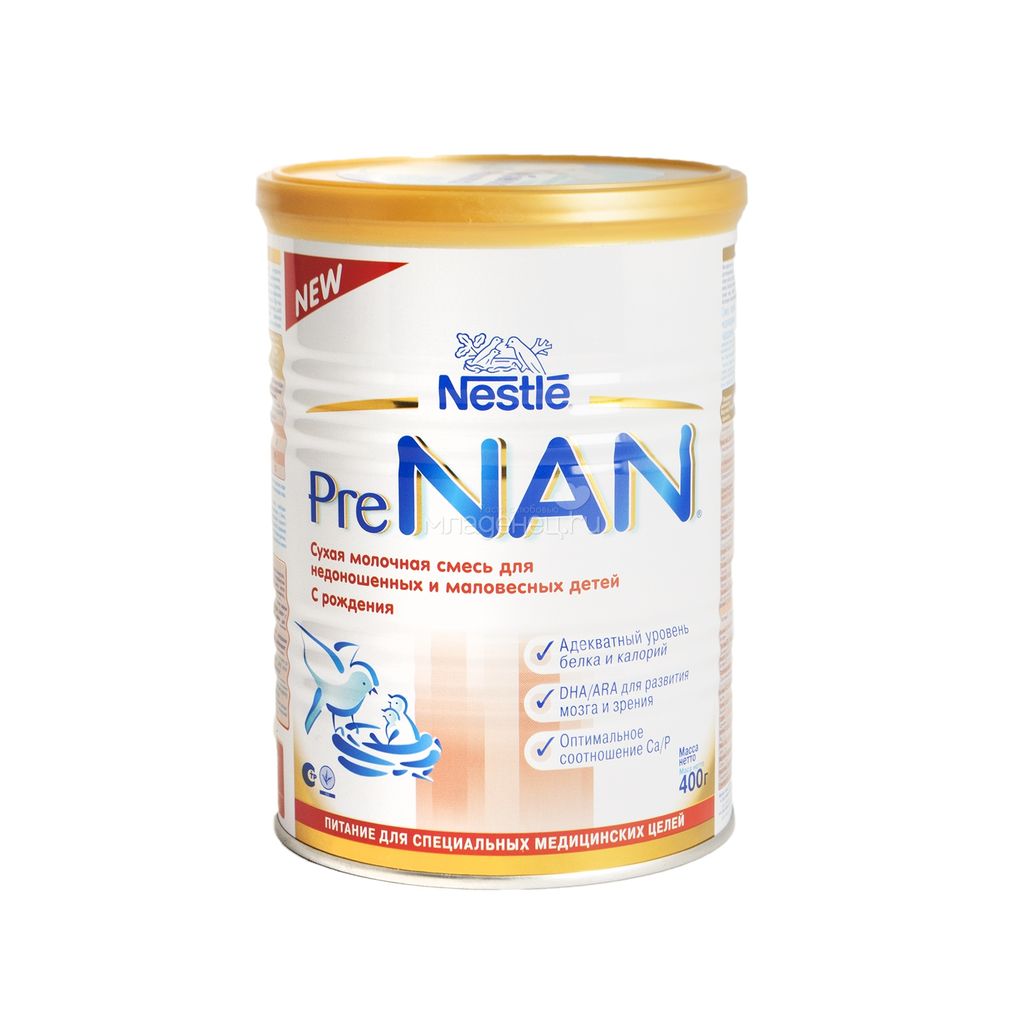 NAN Pre для недоношенных и маловесных детей, для детей с рождения, смесь молочная сухая, 400 г, 1 ш