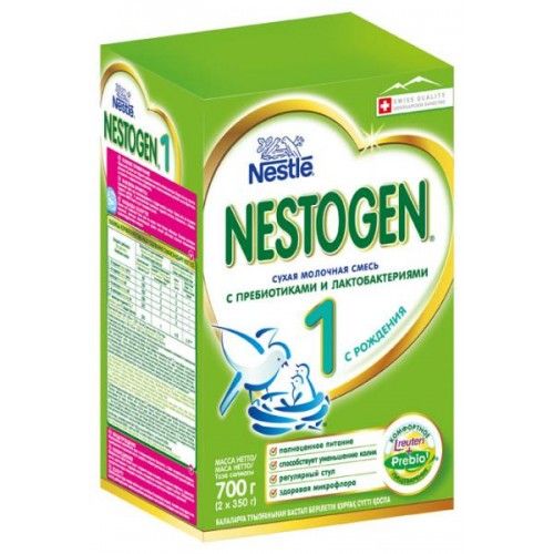 Nestogen 1, для детей с рождения, смесь молочная сухая, с пребиотиками и лактобактериями, 350 г, 2 
