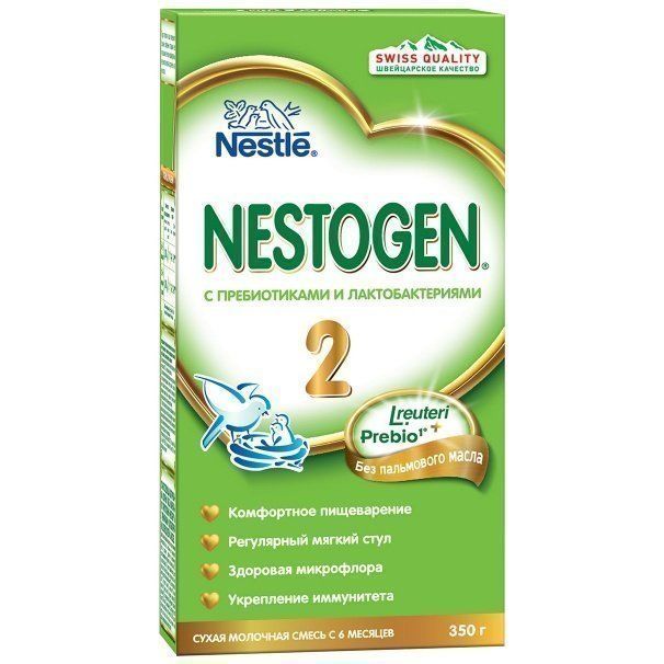 Nestogen 2, для детей с 6 месяцев, смесь молочная сухая, с пребиотиками и лактобактериями, 350 г, 1