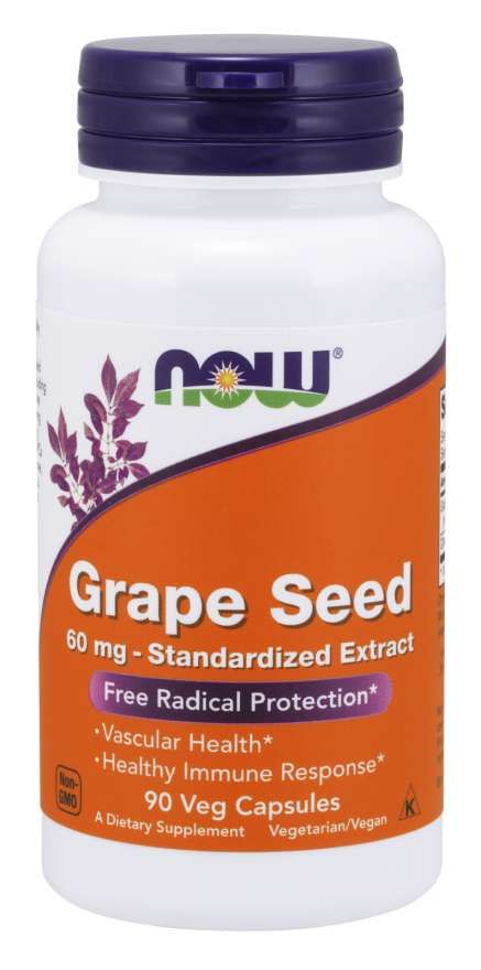 Now Grape Seed Экстракт виноградных косточек, 60 мг, капсулы, 90 шт.