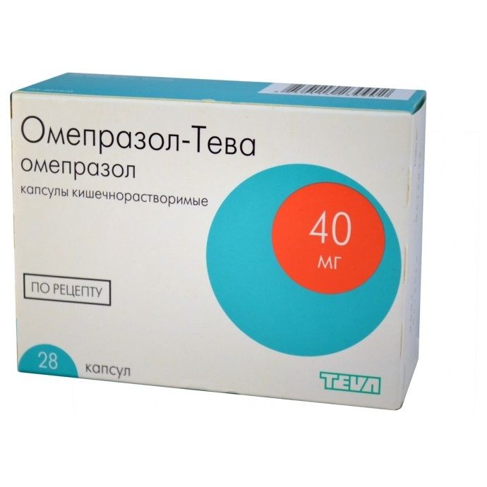 Омепразол-Тева, 40 мг, капсулы кишечнорастворимые, 28 шт.