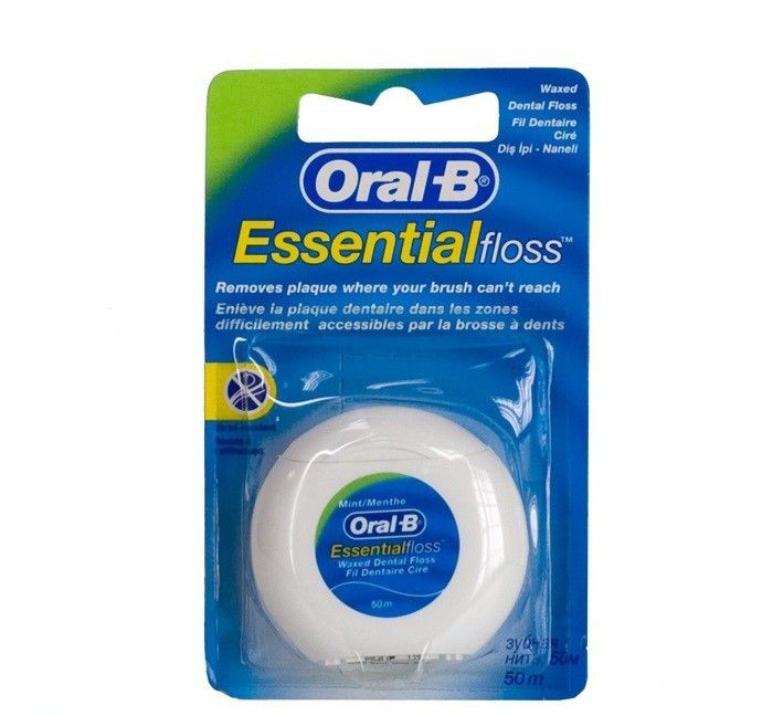 Oral-B Essential Floss Зубная нить вощеная, 50 м, с мятным вкусом, 1 шт.