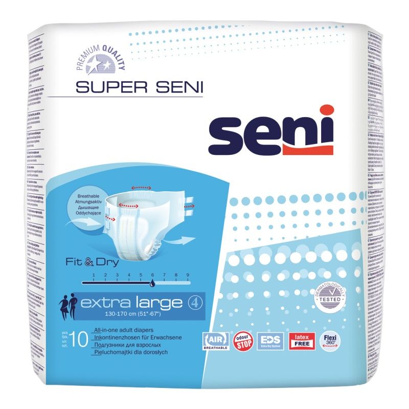 Подгузники для взрослых Super Seni Air, XL (130-170 см), 10 шт.
