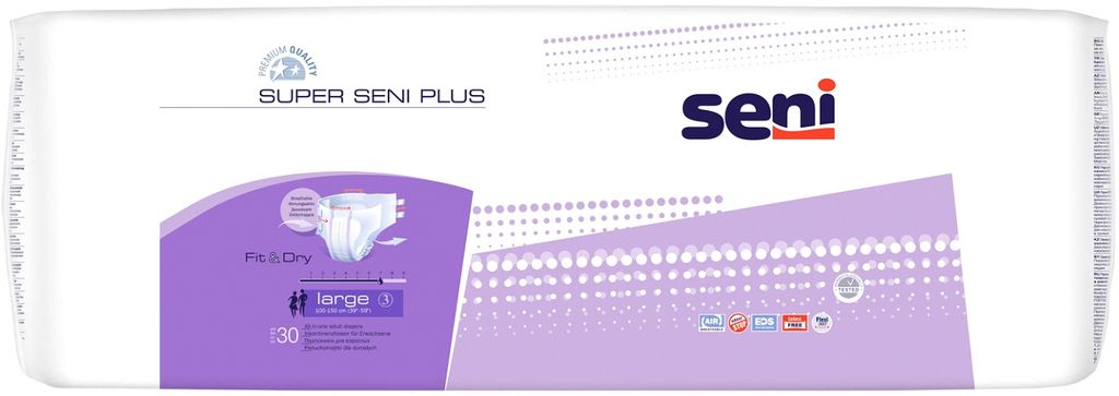 Подгузники для взрослых Super Seni Plus Air, L (100-150 см), 30 шт.