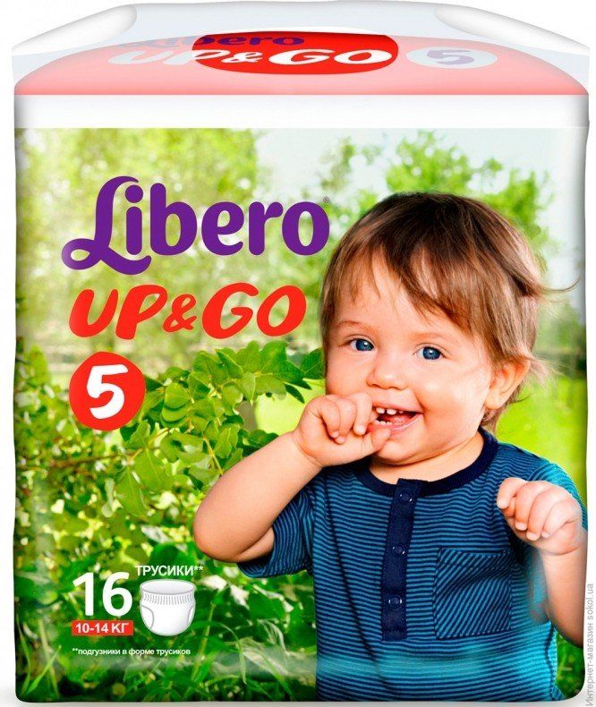 Подгузники-трусики детские Libero Up&Go, 10-14 кг., р. 5, 16 шт.