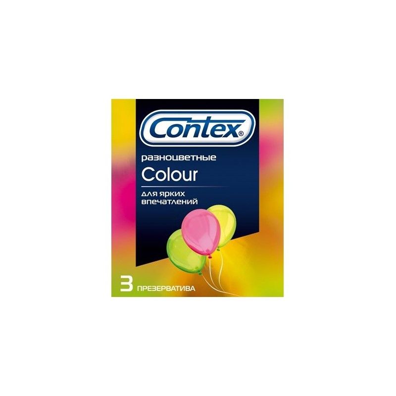 Презервативы Contex Colour, набор презервативов, гладкие, цветные, 3 шт.
