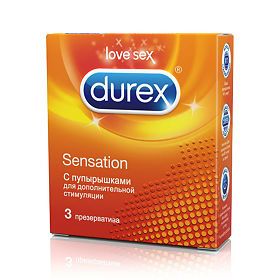 Презервативы Durex Sensation, презерватив, с пупырышками, 3 шт.