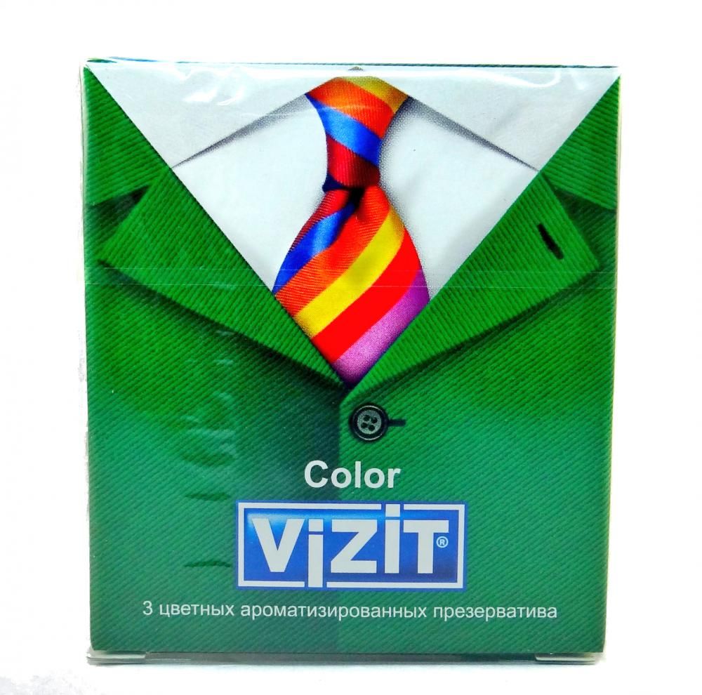 Презервативы Vizit Color, презерватив, цветные, ароматизированные, 3 шт.